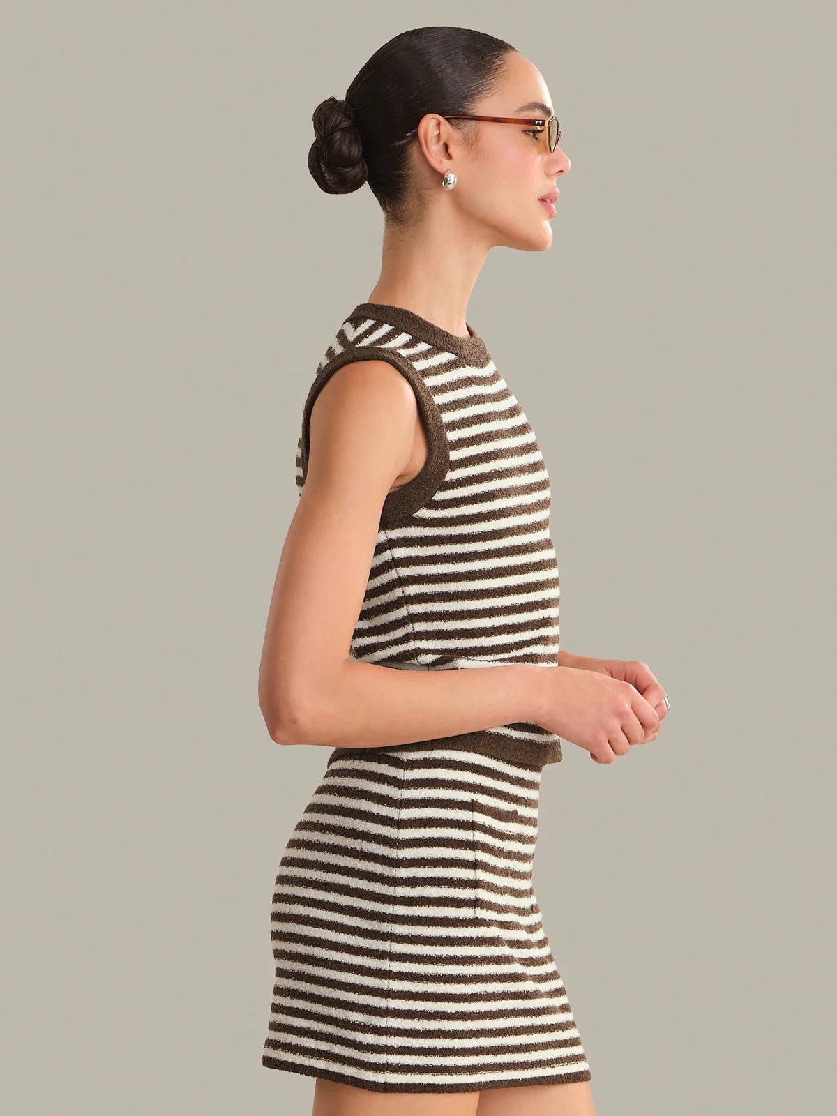 Alessia Teddy Stripe Crew Neck Tank - Image 2