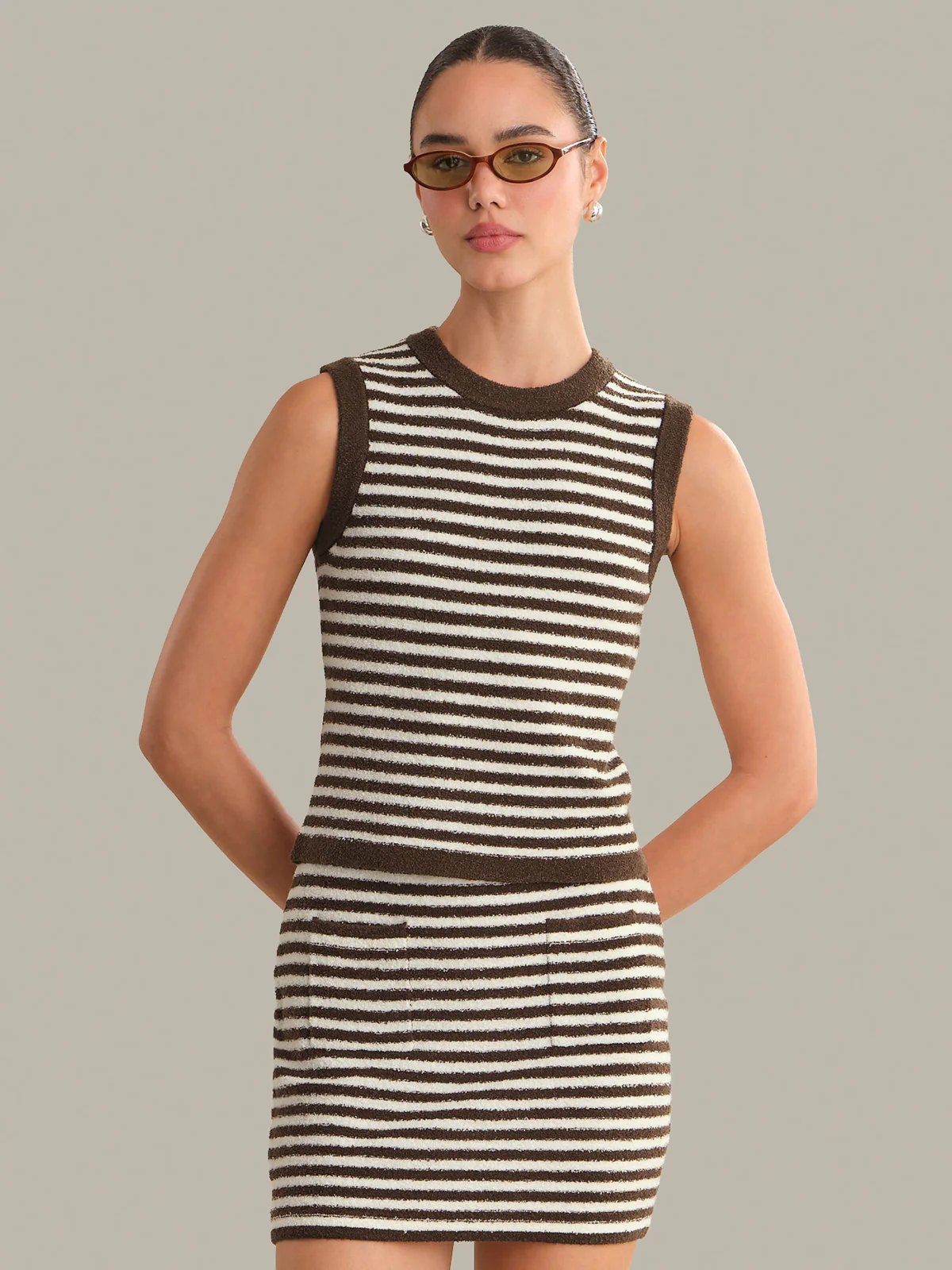 Alessia Teddy Stripe Crew Neck Tank - Image 4