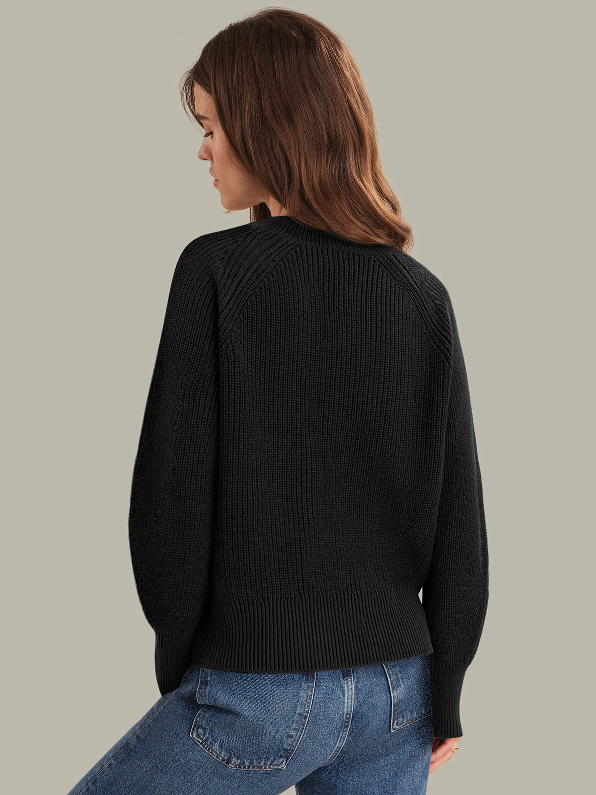 Amara: V-Neck Shaker Stitch Cotton Sweater - Image 3