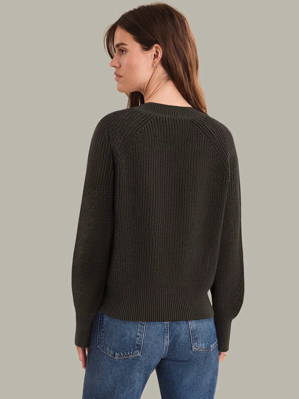 Amara: V-Neck Shaker Stitch Cotton Sweater - Image 3