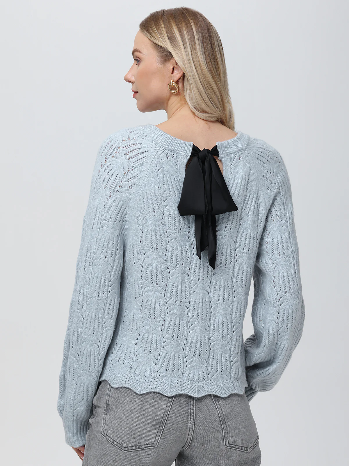 Athena: Pointelle Bow Back Sweater - Image 3