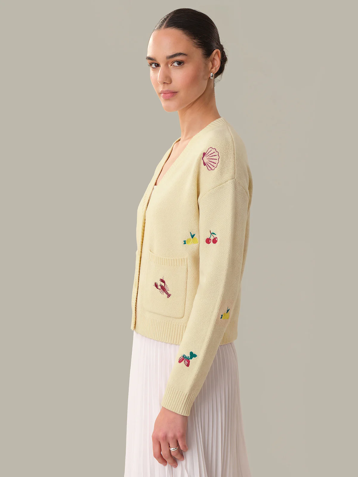 Blythe: Fruit Embroidered Cotton Cardigan - Image 2