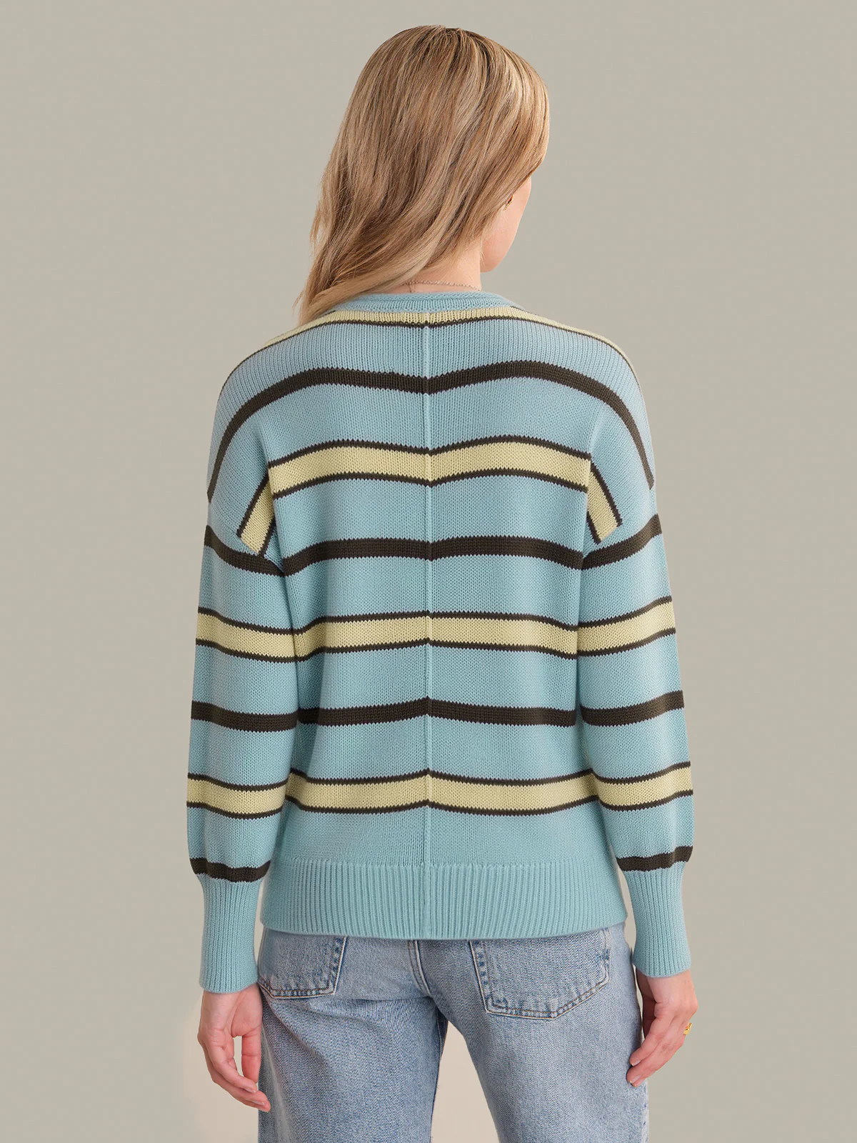 Bree: Stripe Roll Edge Cotton Sweater - Image 3