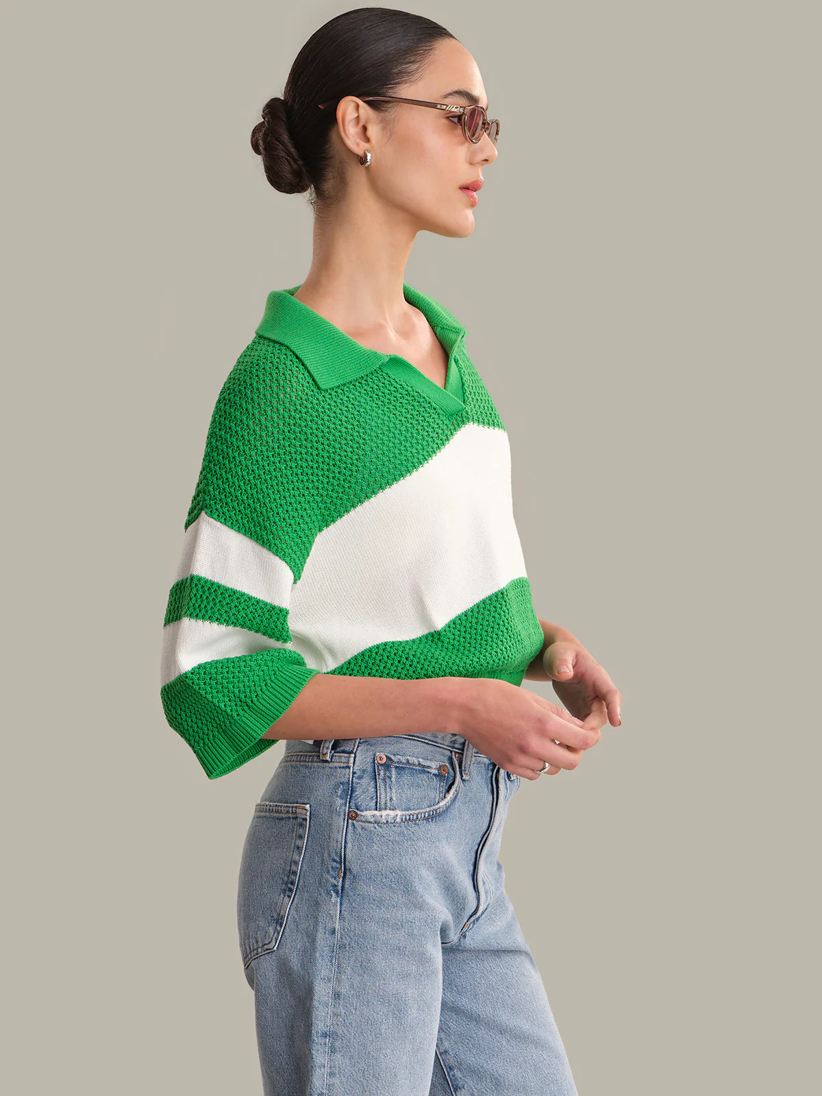 Cameron: Johnny Collar Pointelle Polo - Image 2