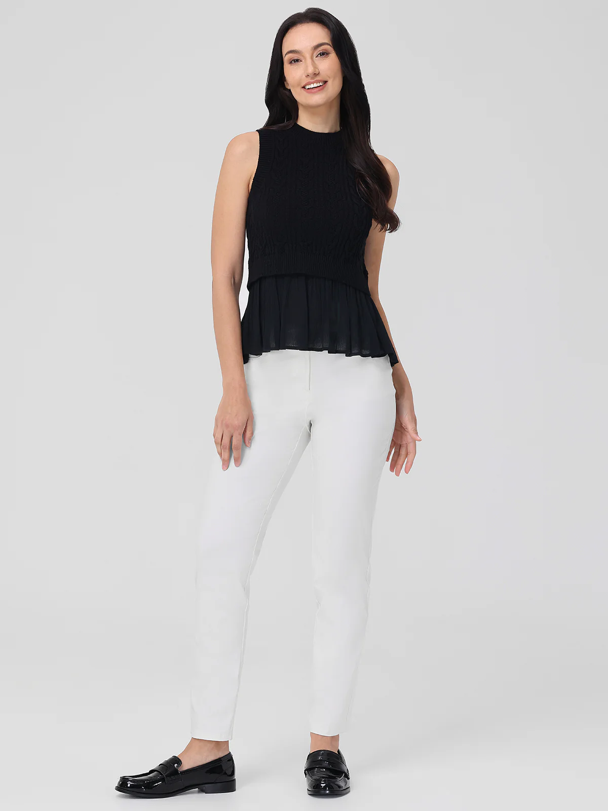 Camilia: Cotton Mixed Media Cable Tank - Image 4