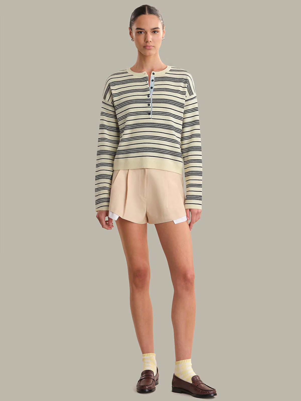 Cara: Striped Henley Pullover - Image 5