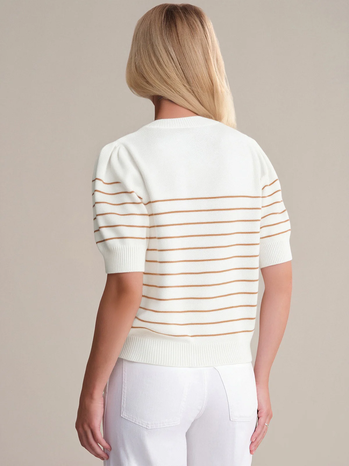 Carly: Stripe Half Button Cotton Sweater - Image 3
