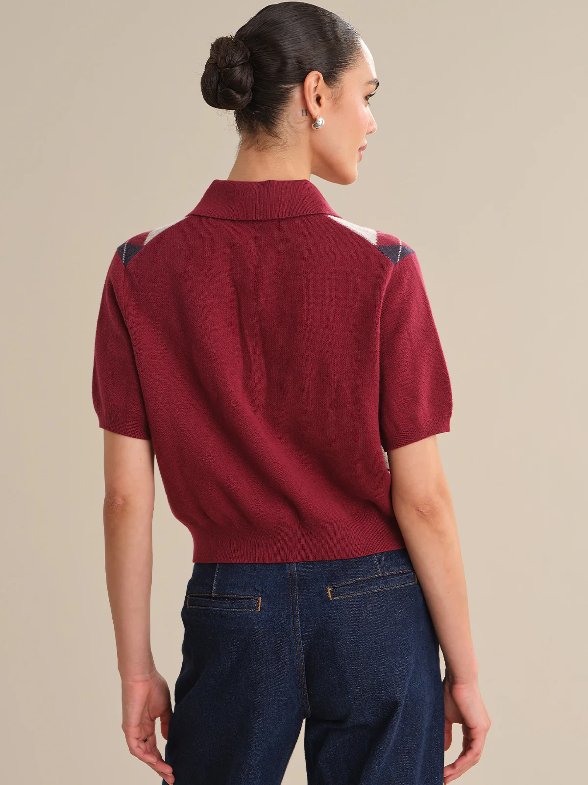 Carmine: Cashmere Blend Argyle Polo Shirt - Image 3