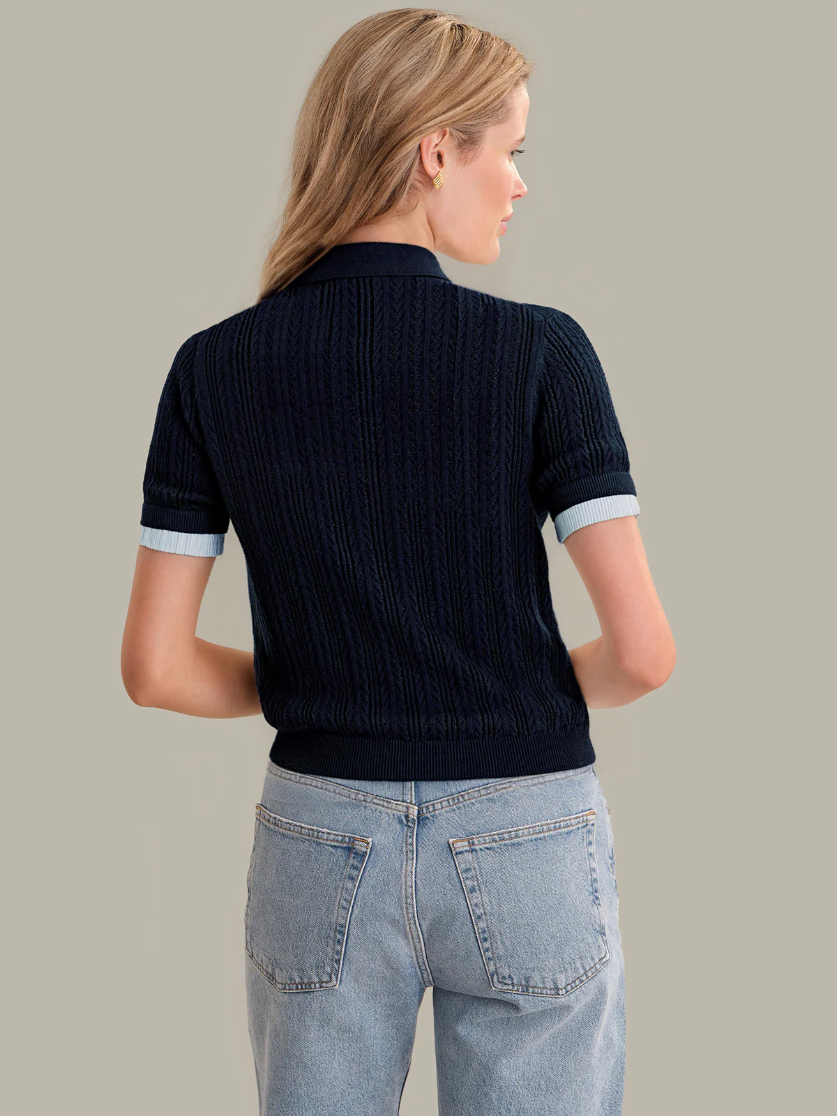 Cassia: Pointelle Knit Polo - Image 3