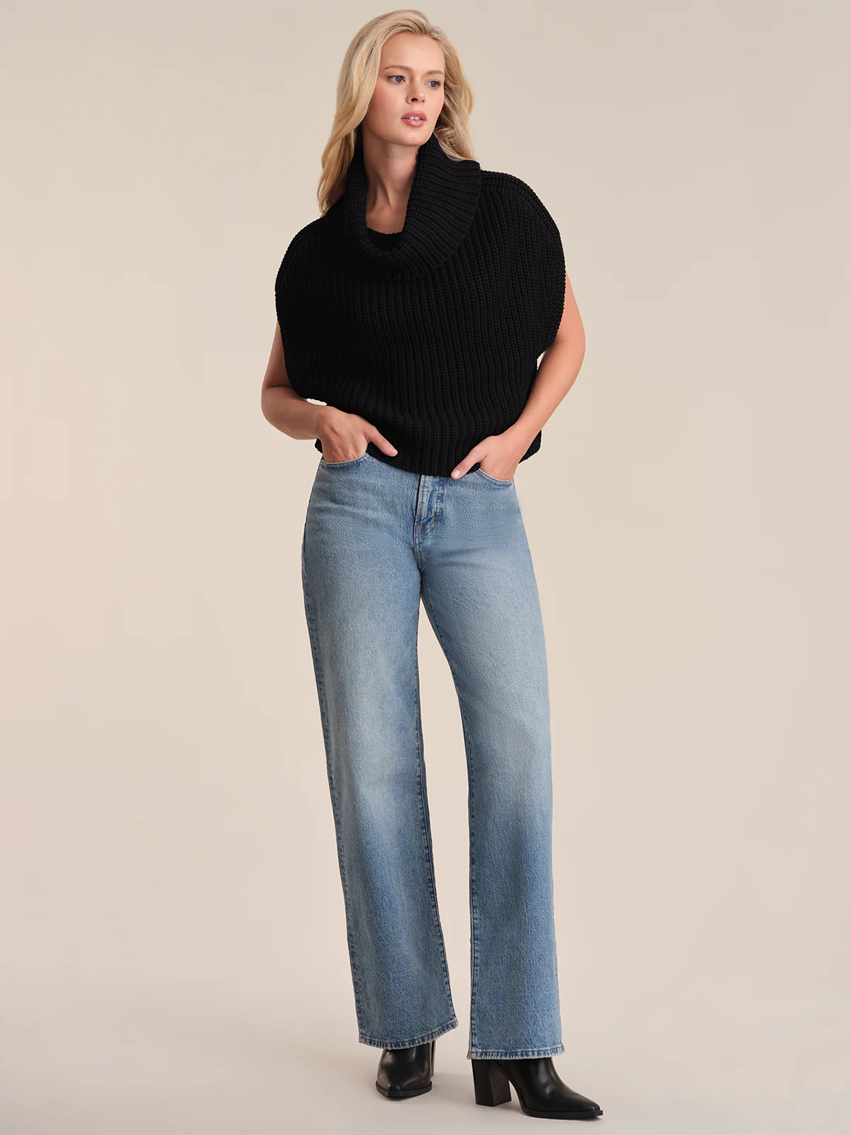 Cate: Cotton Sleeveless Turtleneck Sweater - Image 3