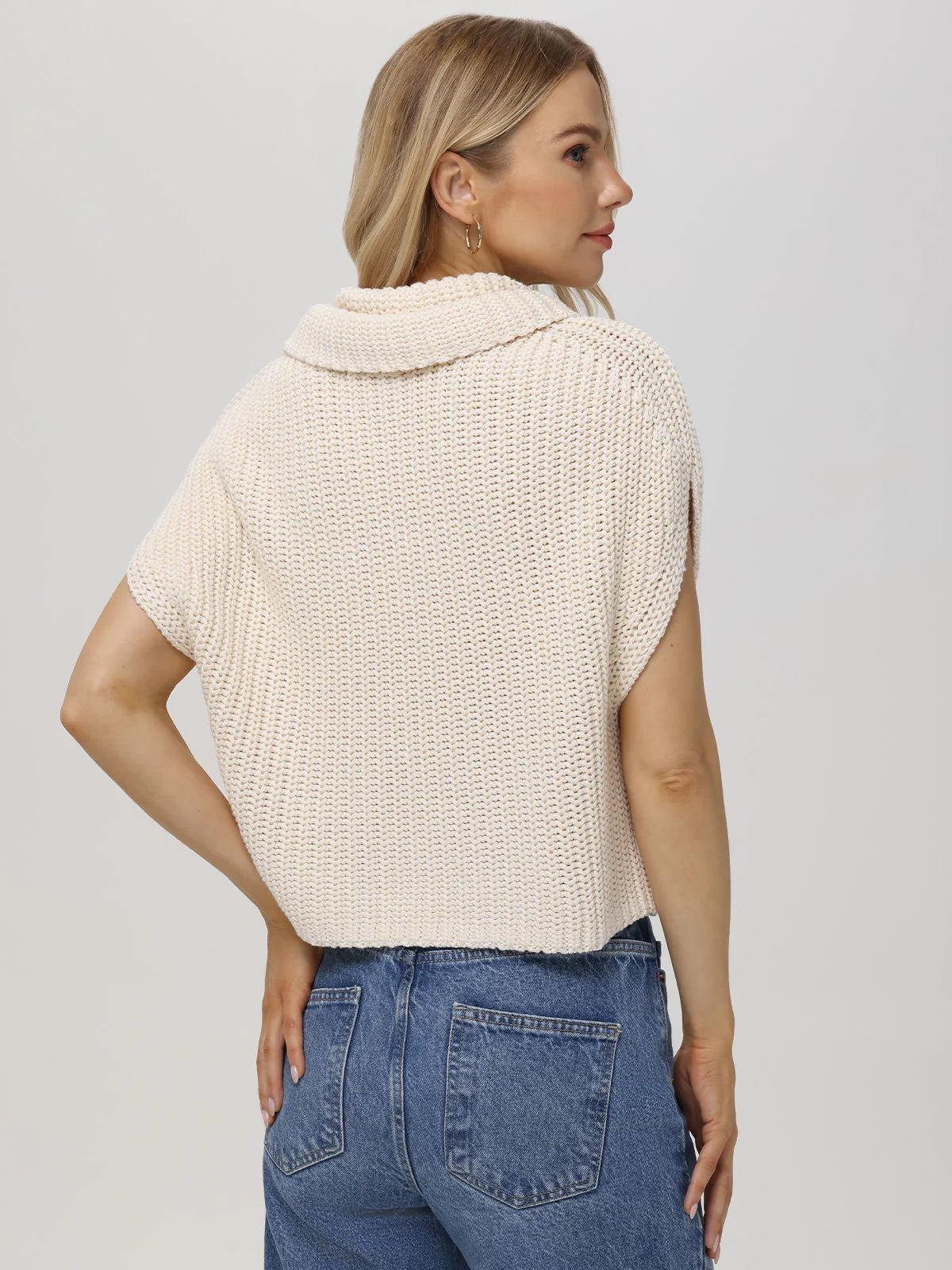 Cate: Cotton Sleeveless Turtleneck Sweater - Image 3