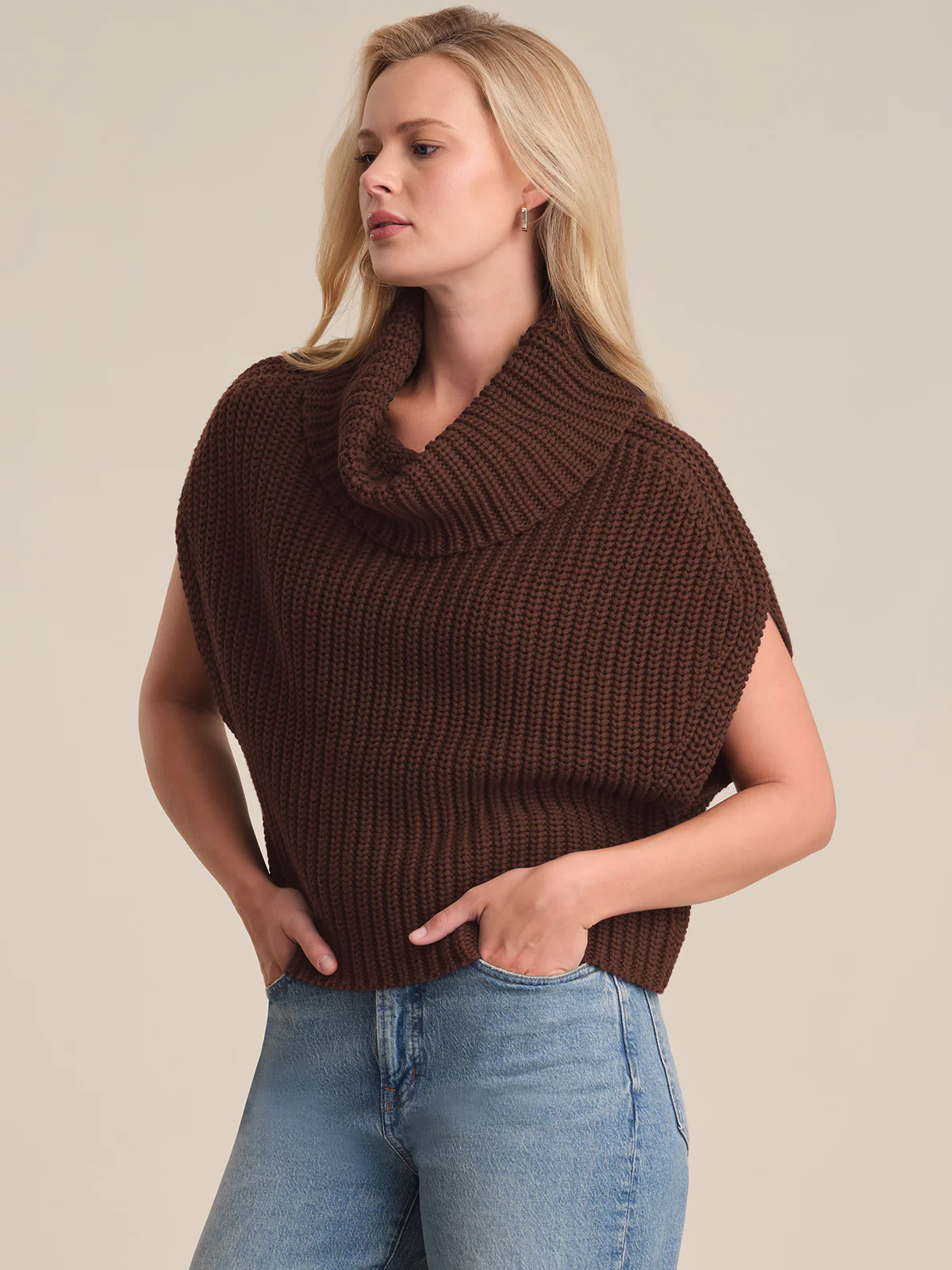 Cate: Cotton Sleeveless Turtleneck Sweater - Image 2