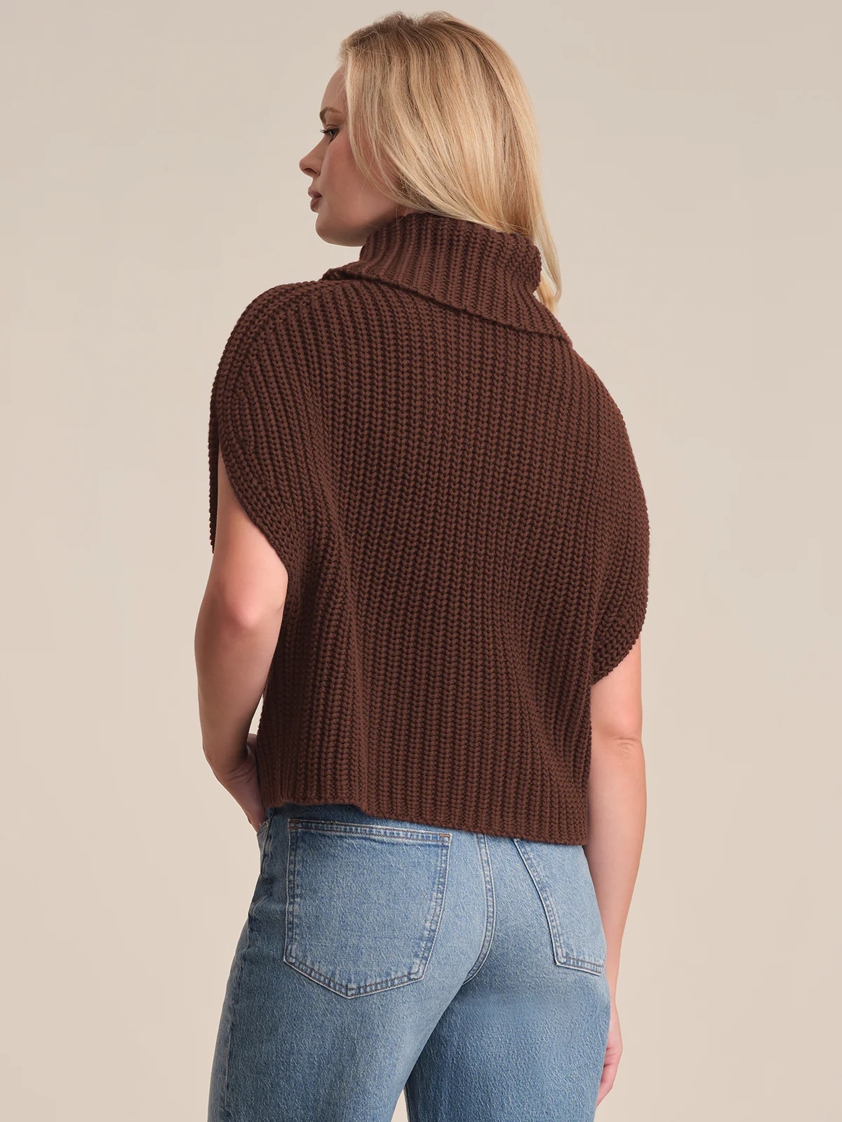 Cate: Cotton Sleeveless Turtleneck Sweater - Image 3