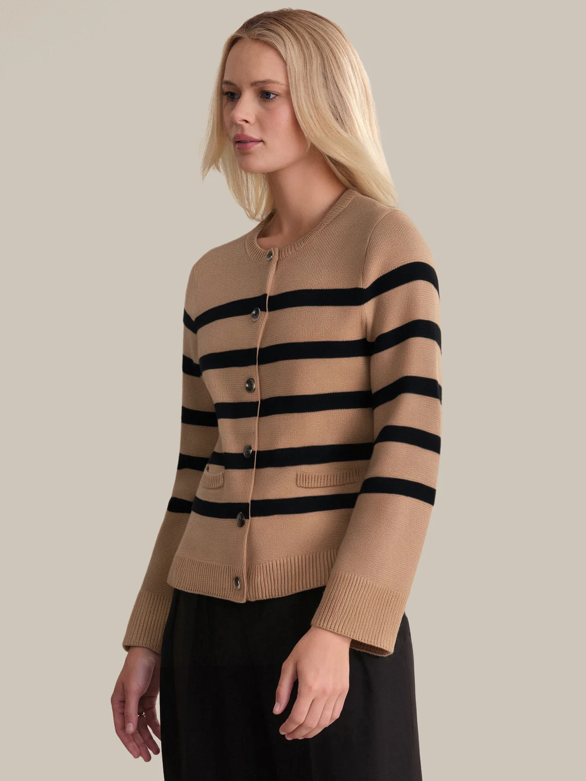 Catherine: Stripe Cotton Sweater Jacket - Image 2