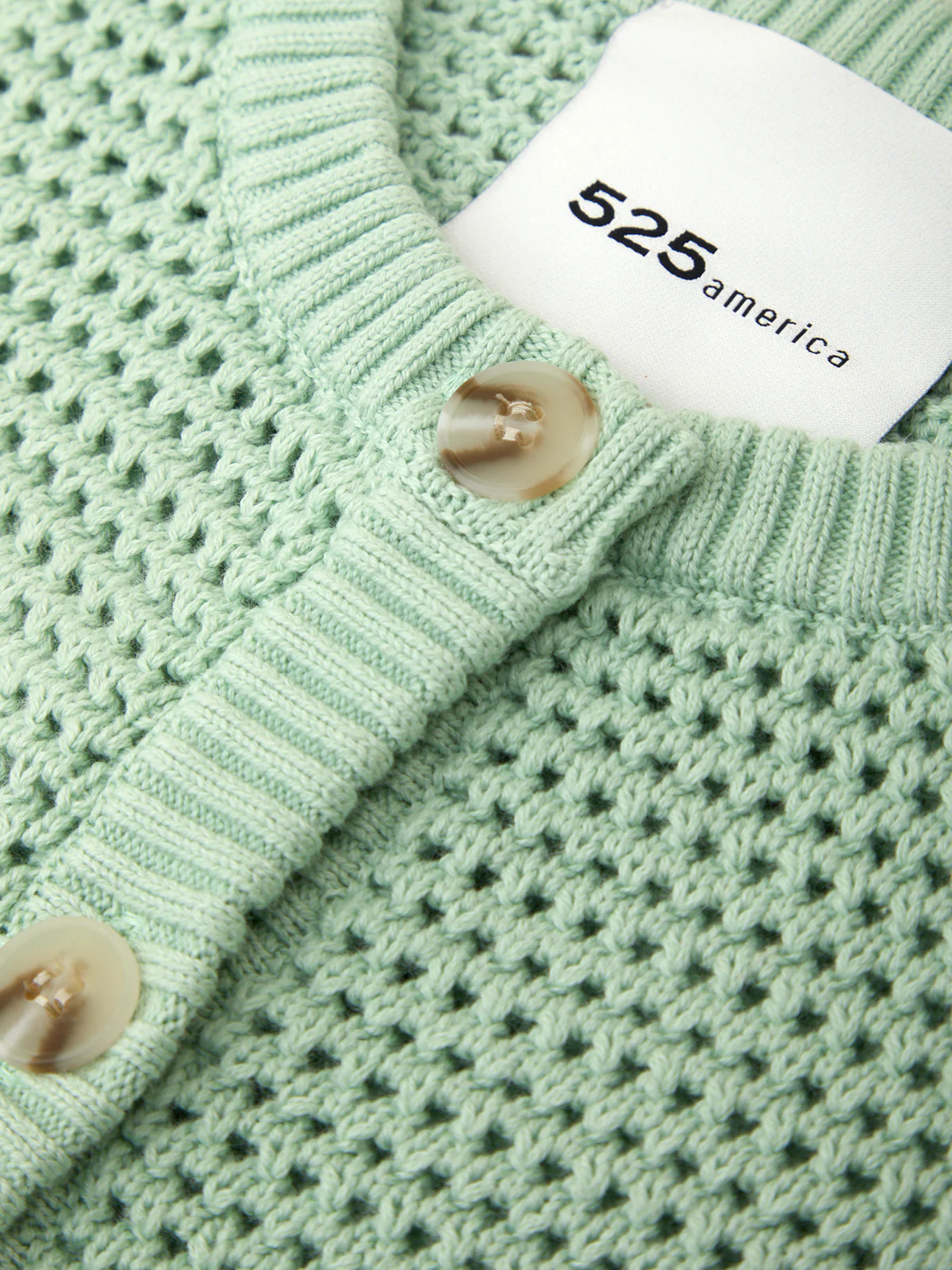 Celine: Cotton Cropped Pointelle Cardigan - Image 4
