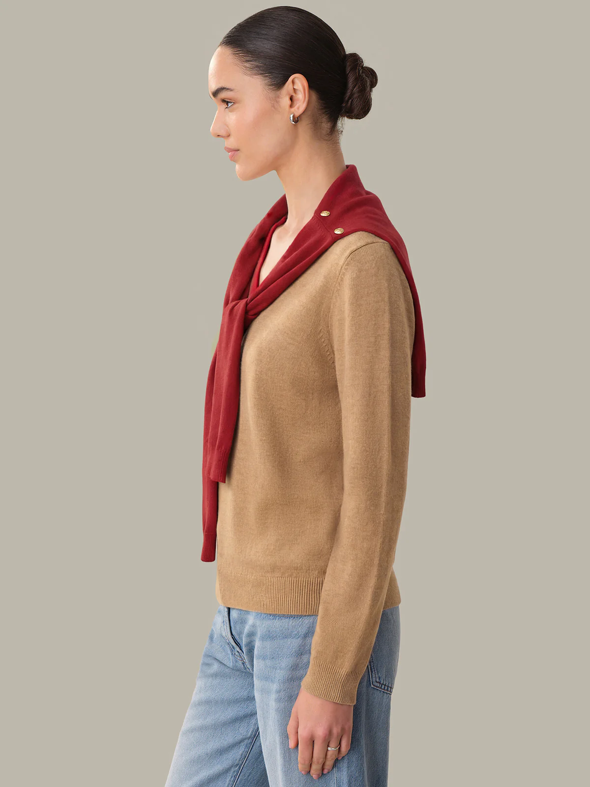 Cerise: Cotton Shawl V-Neck Pullover - Image 2