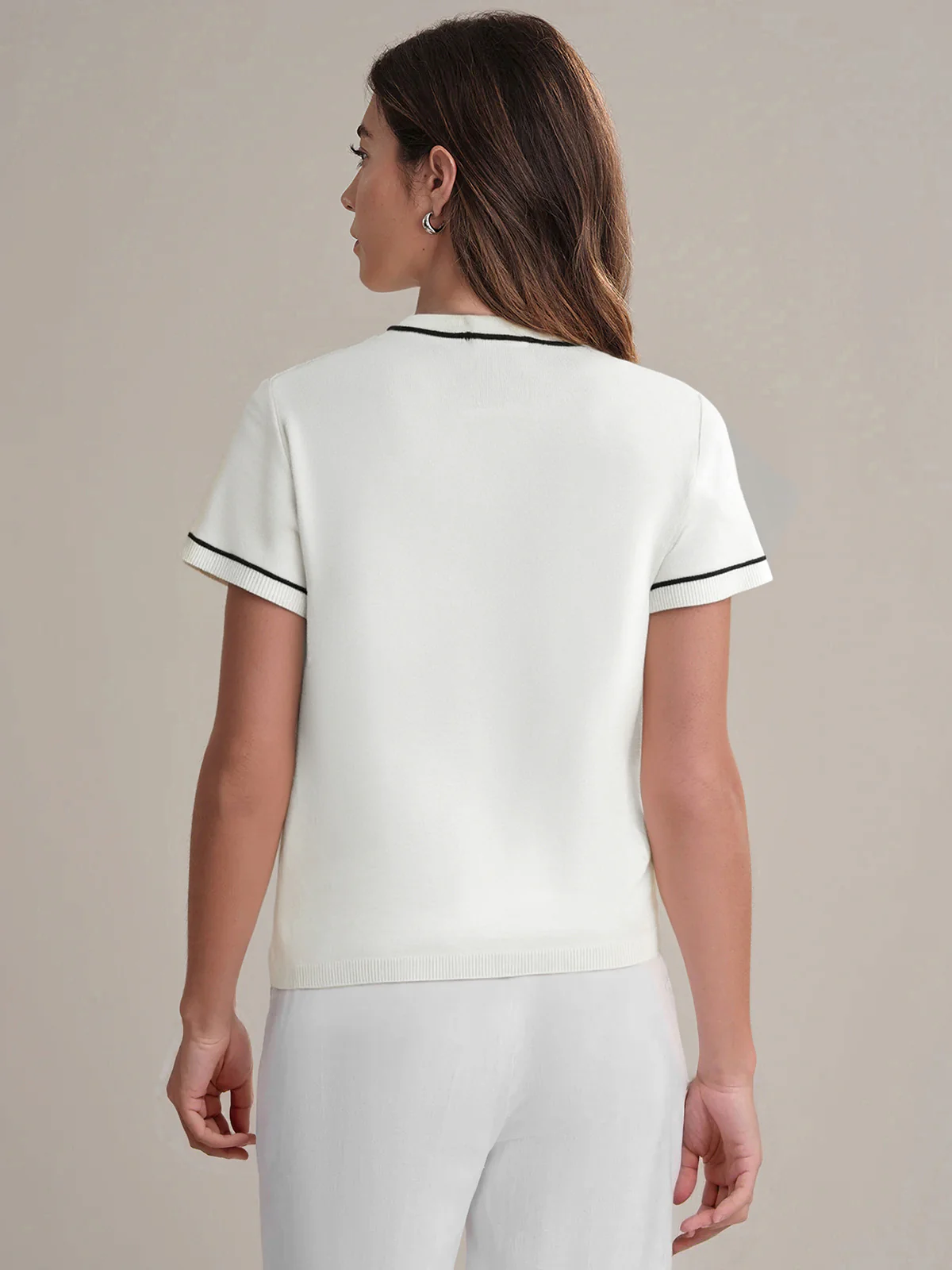 Gina: Contrast Cotton Knit Pullover - Image 3