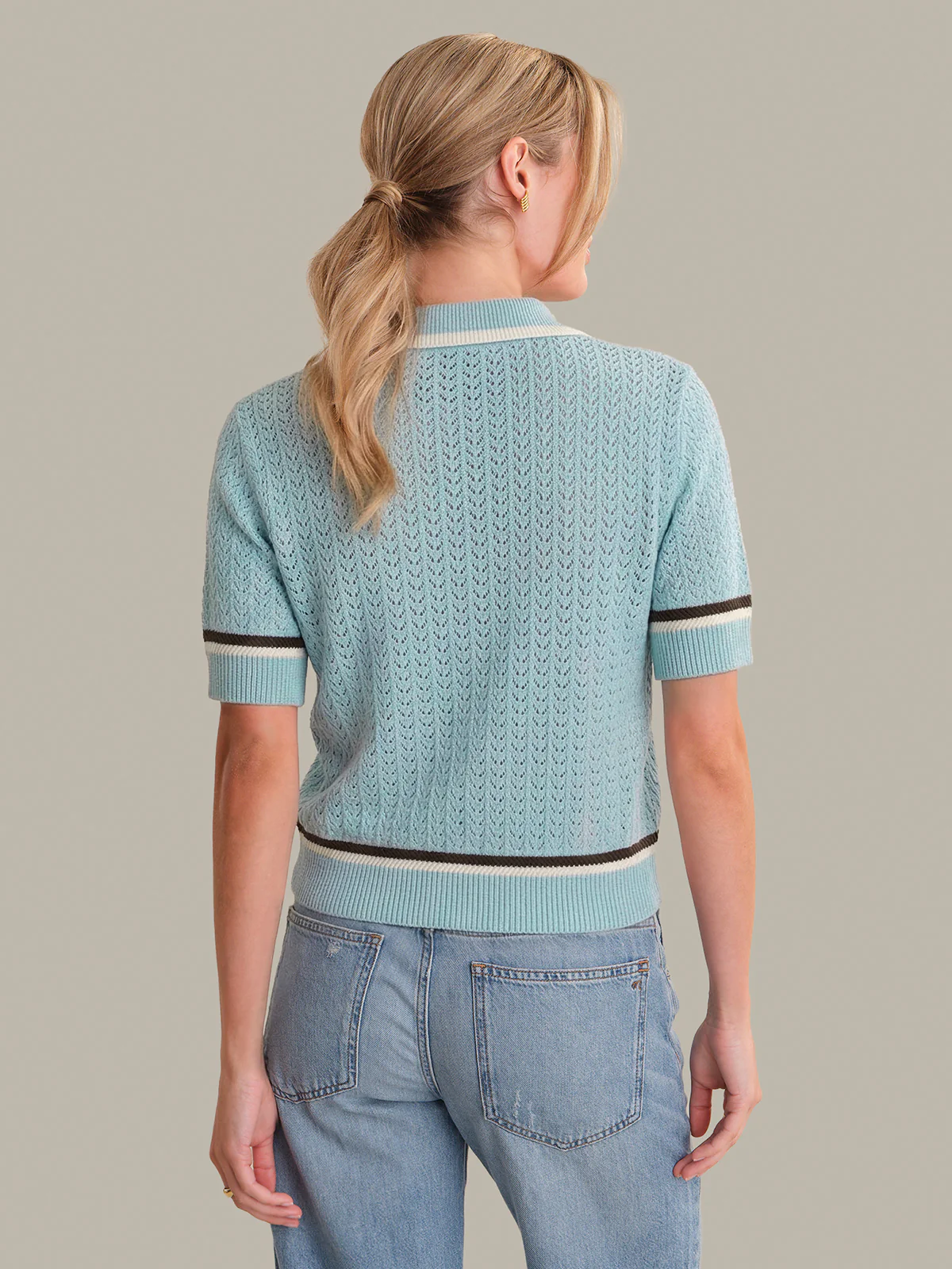 Dania: Pointelle Polo Pullover - Image 3