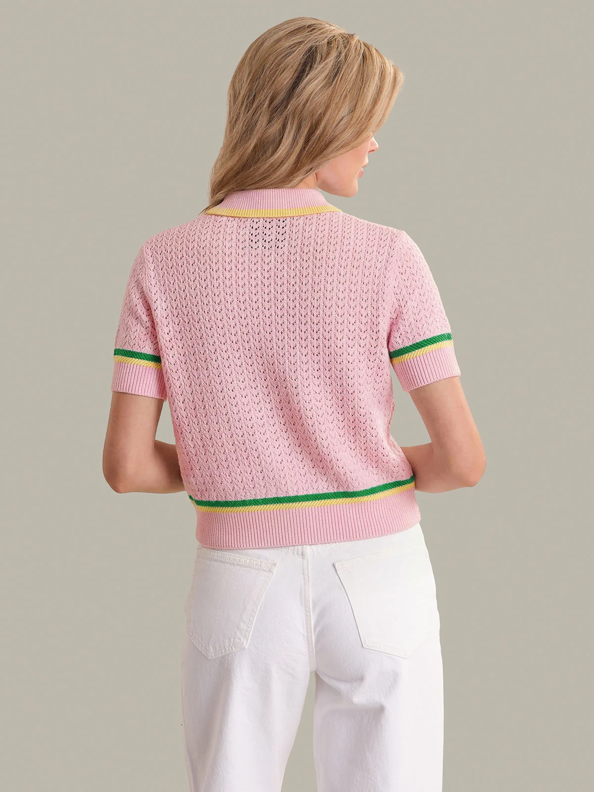 Dania: Pointelle Polo Pullover - Image 3