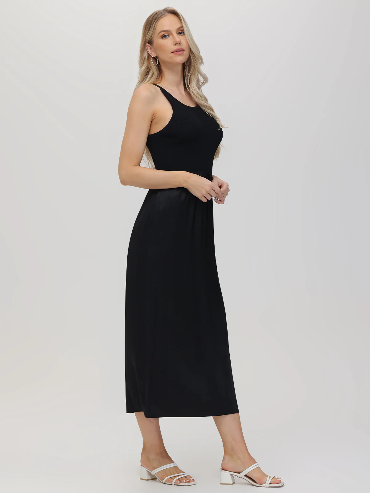 Deanna: Mixed Media Midi Dress - Image 2