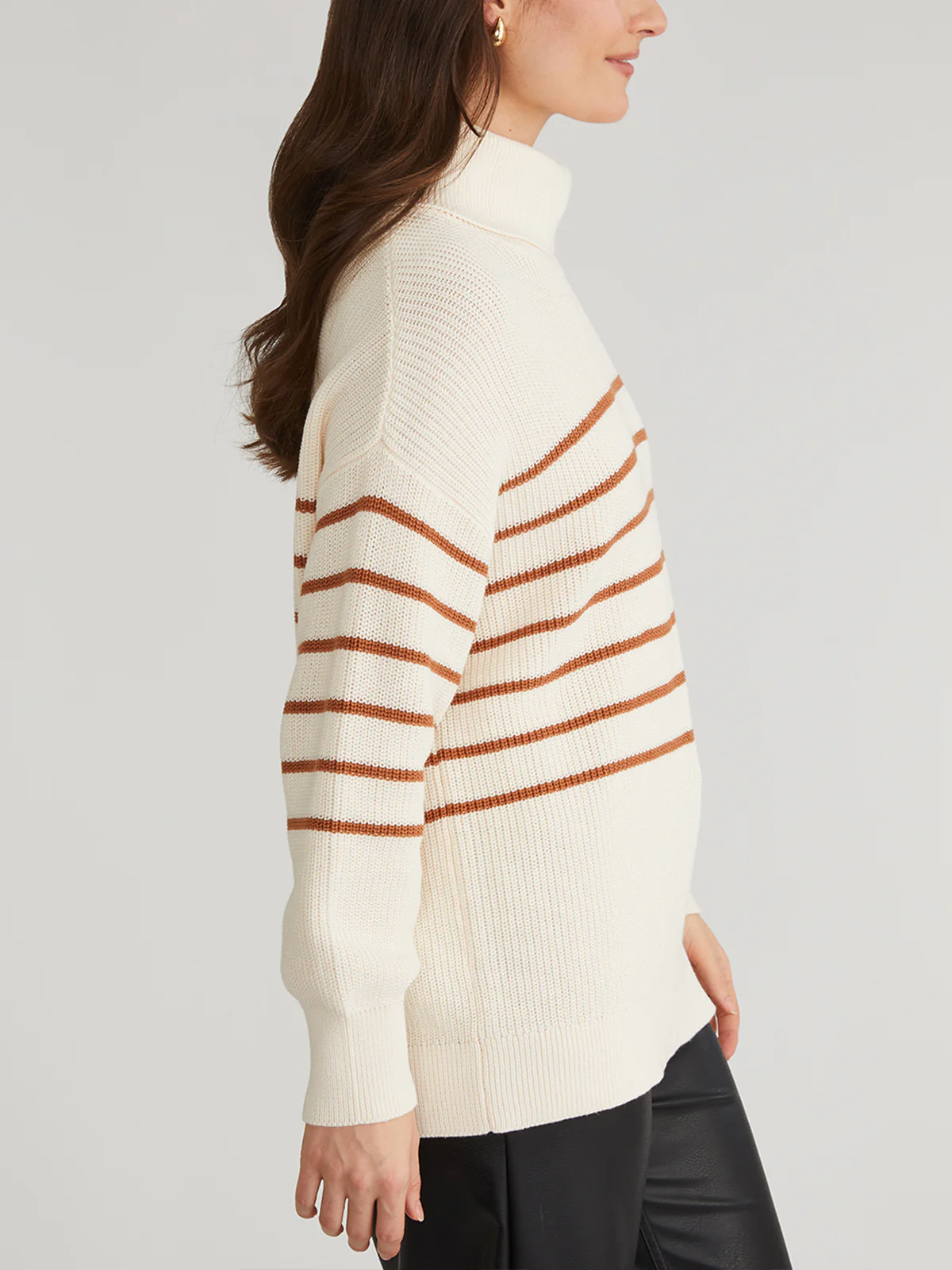 Elise: Cotton Oversize Stripe Turtleneck Pullover - Image 2