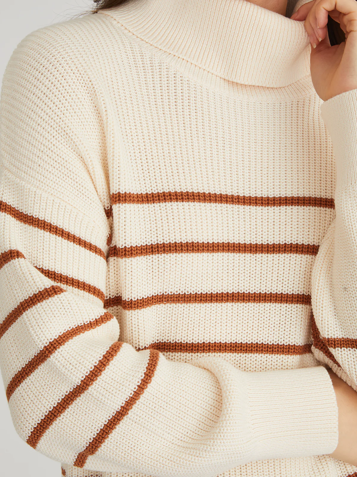 Elise: Cotton Oversize Stripe Turtleneck Pullover - Image 5