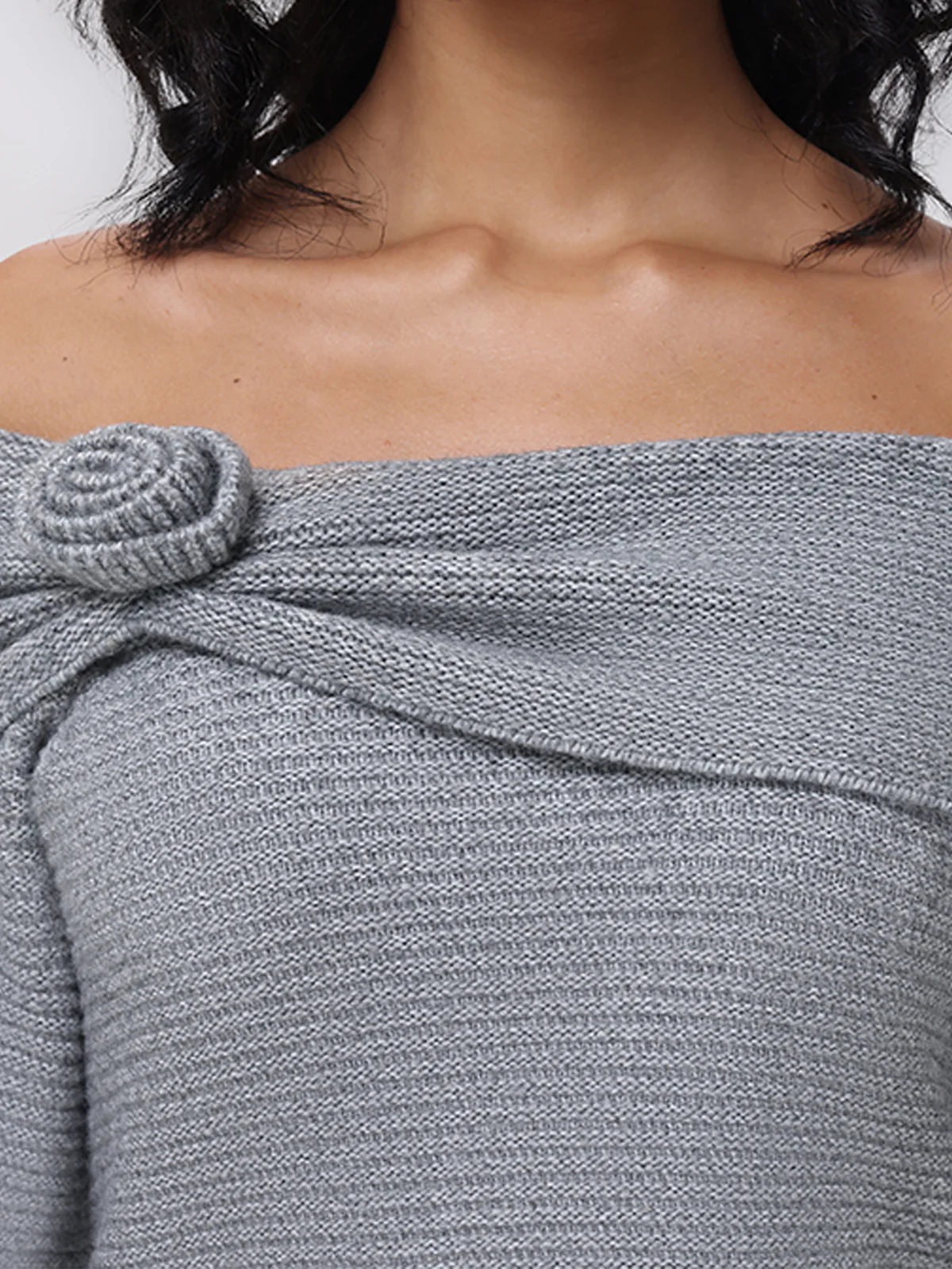 Elizabeth: Off The Shoulder Rosette Sweater - Image 5