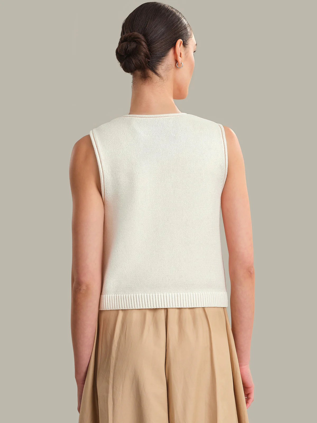 Ella: Cotton Button Front Sweater Vest - Image 3