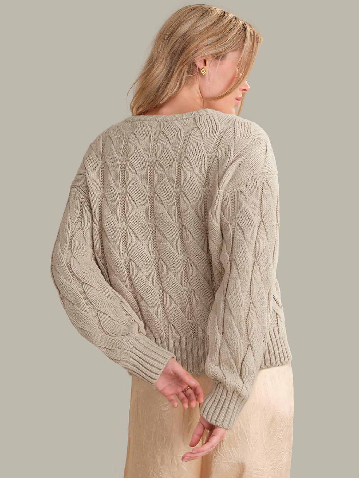 Elodie: Cashmere Blend Cable Knit Sweater - Image 3