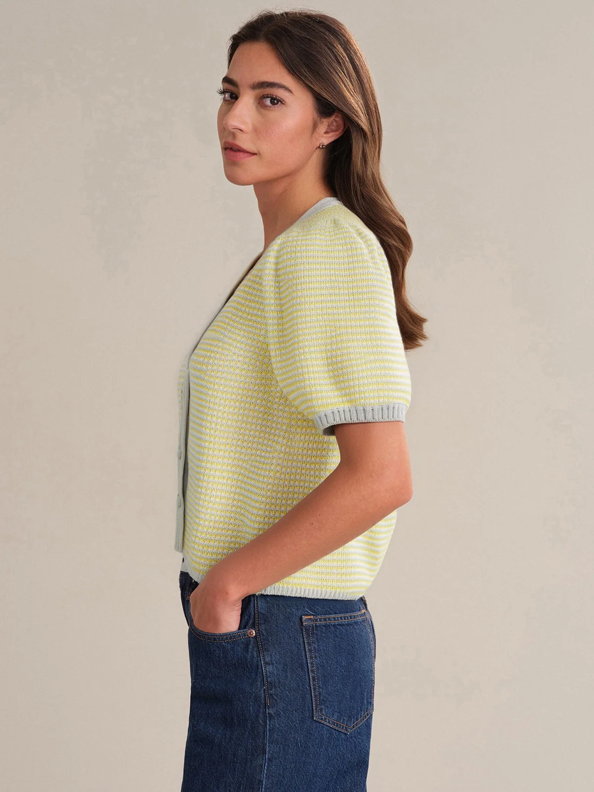 Ely: Puff Sleeve Cotton Cardigan - Image 2