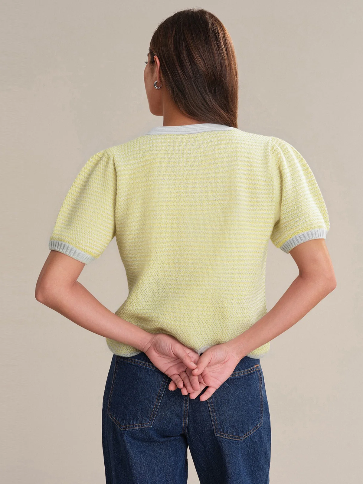 Ely: Puff Sleeve Cotton Cardigan - Image 3