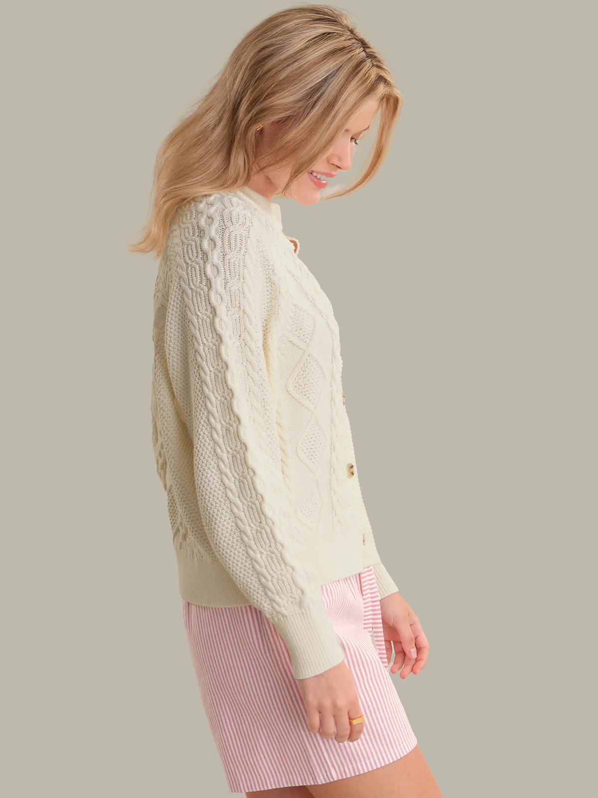 Emerson: Cotton Cable Knit Cardigan - Image 2