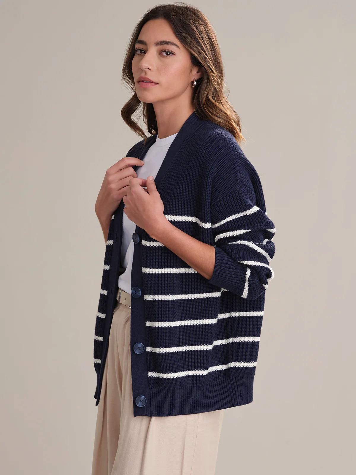 Emilia: Stripe Cotton Cocoon Cardigan - Image 3
