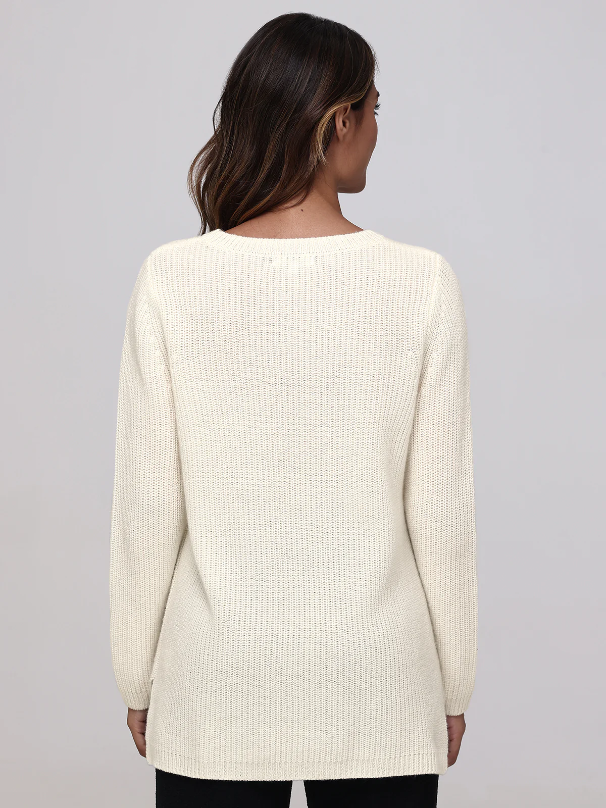Emma: 100% Cashmere Crewneck Shaker Stitch Sweater - Image 3