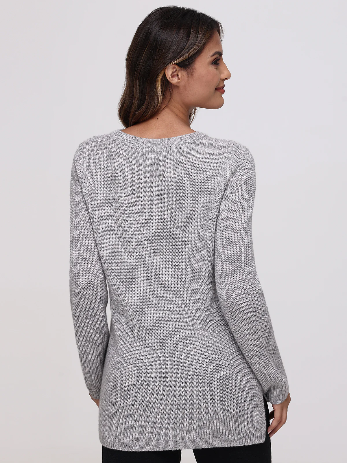 Emma: 100% Cashmere Crewneck Shaker Stitch Sweater - Image 3