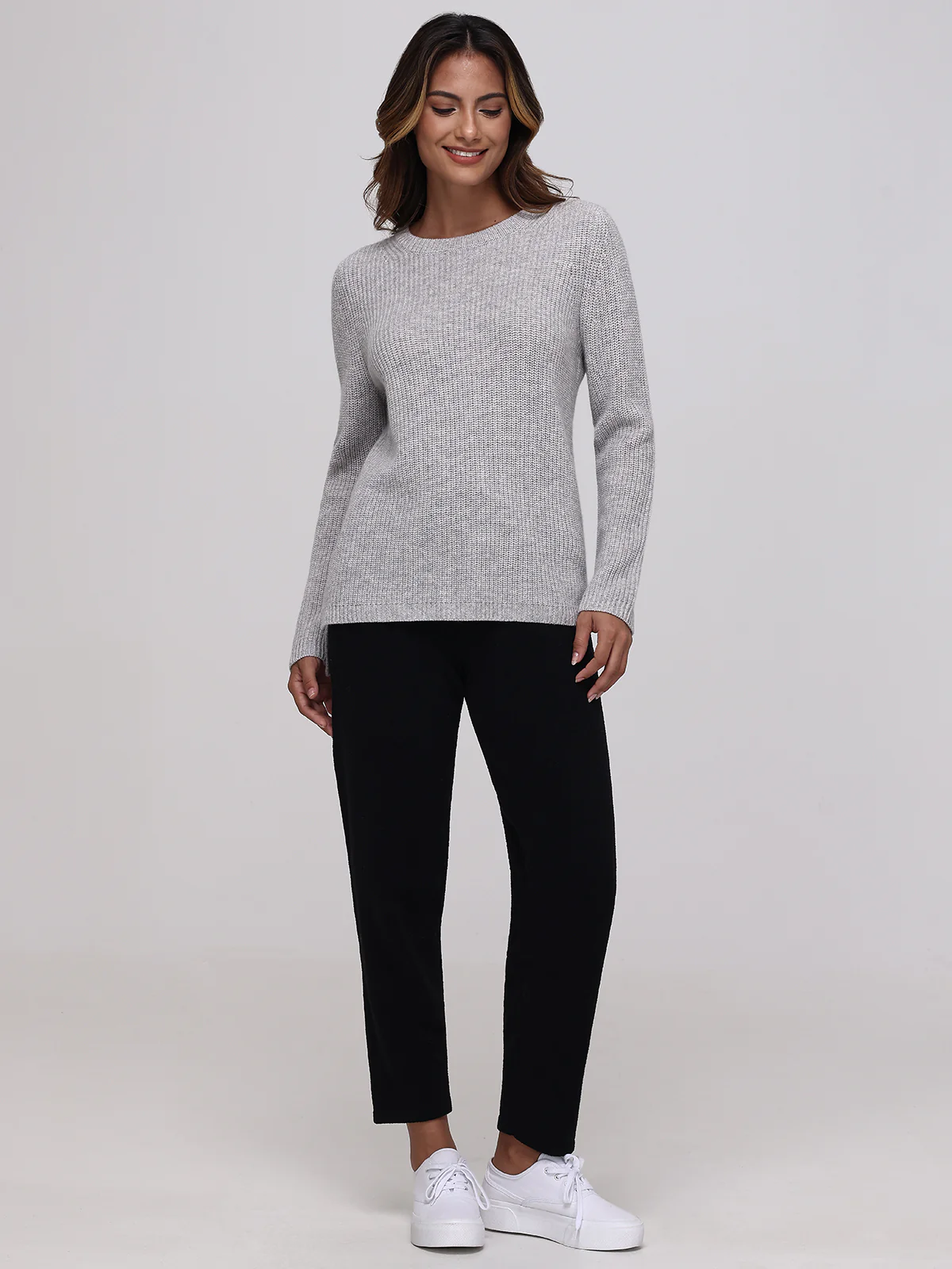 Emma: 100% Cashmere Crewneck Shaker Stitch Sweater - Image 4