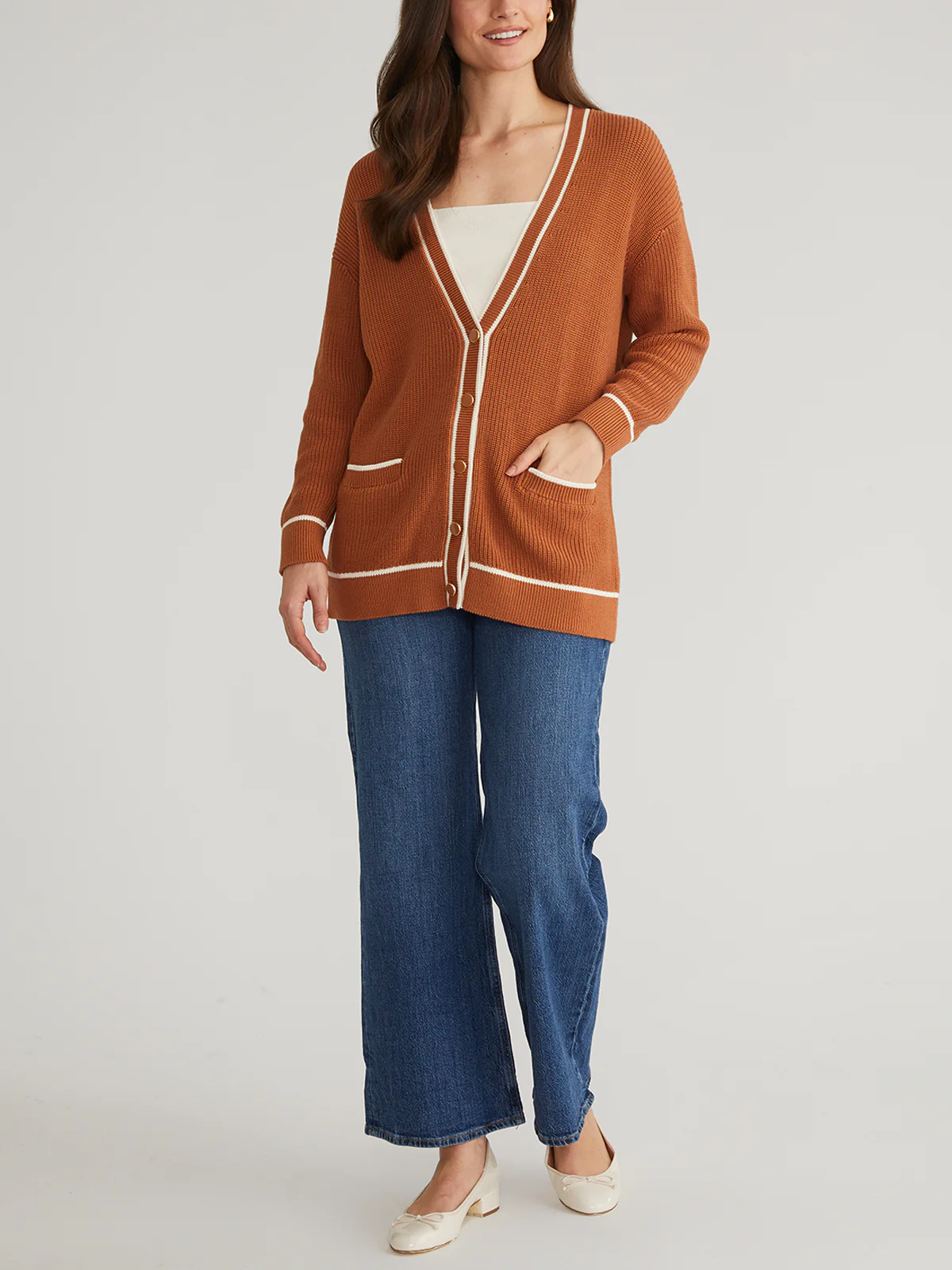 Emma: Cotton Tipped Oversized Cardigan - Image 4