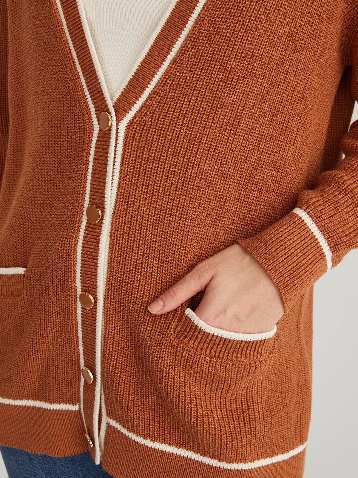 Emma: Cotton Tipped Oversized Cardigan - Image 5