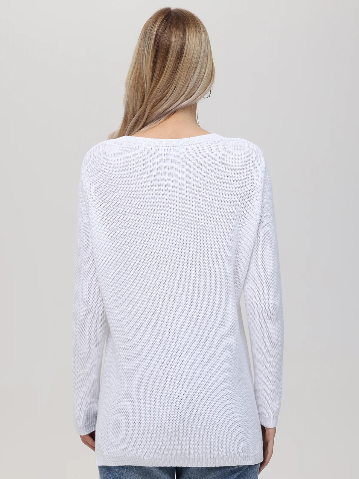 Emma: Crewneck Shaker Stitch Cotton Sweater - Image 3