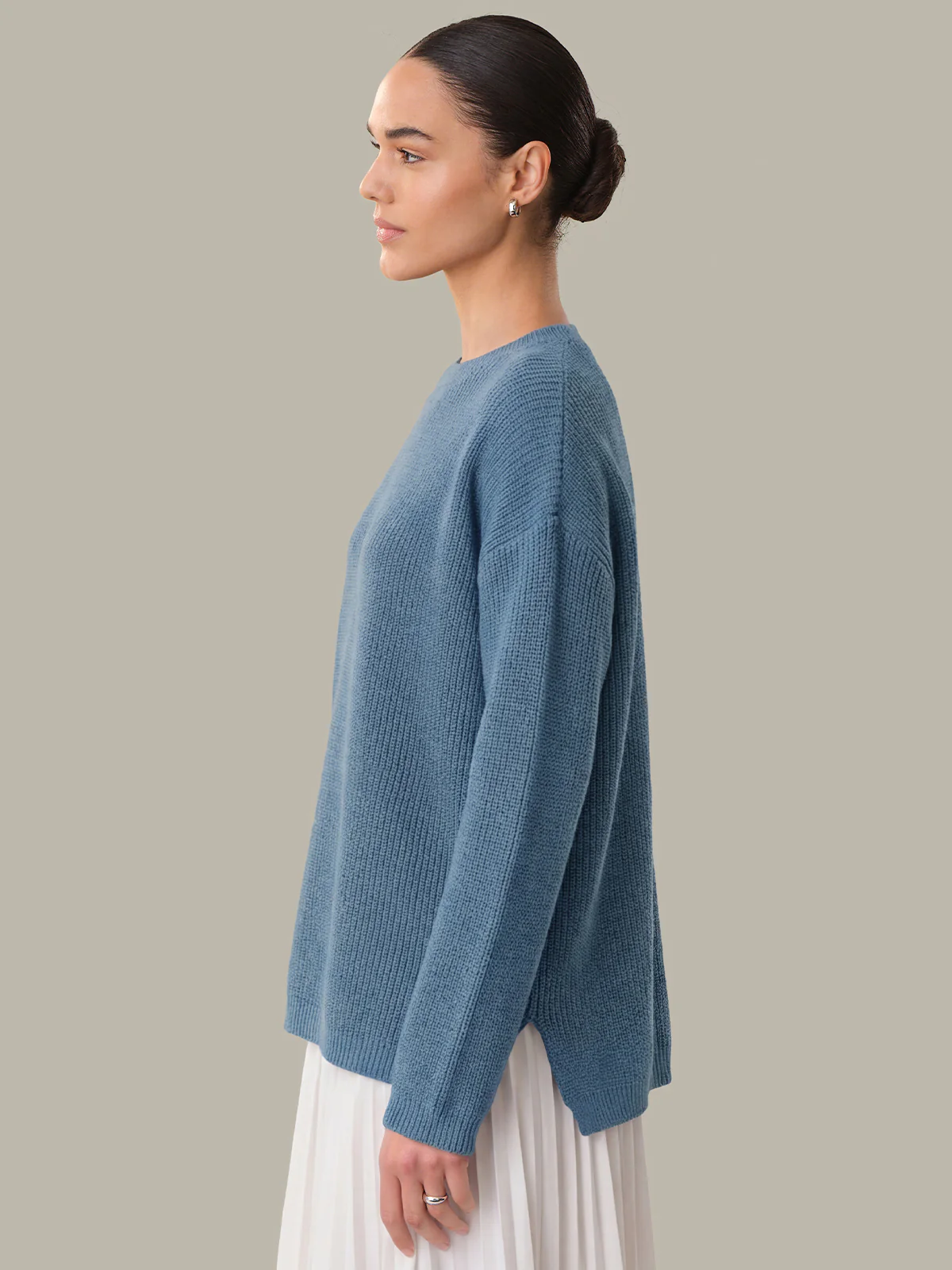 Emma: Crewneck Shaker Stitch Cotton Sweater - Image 2