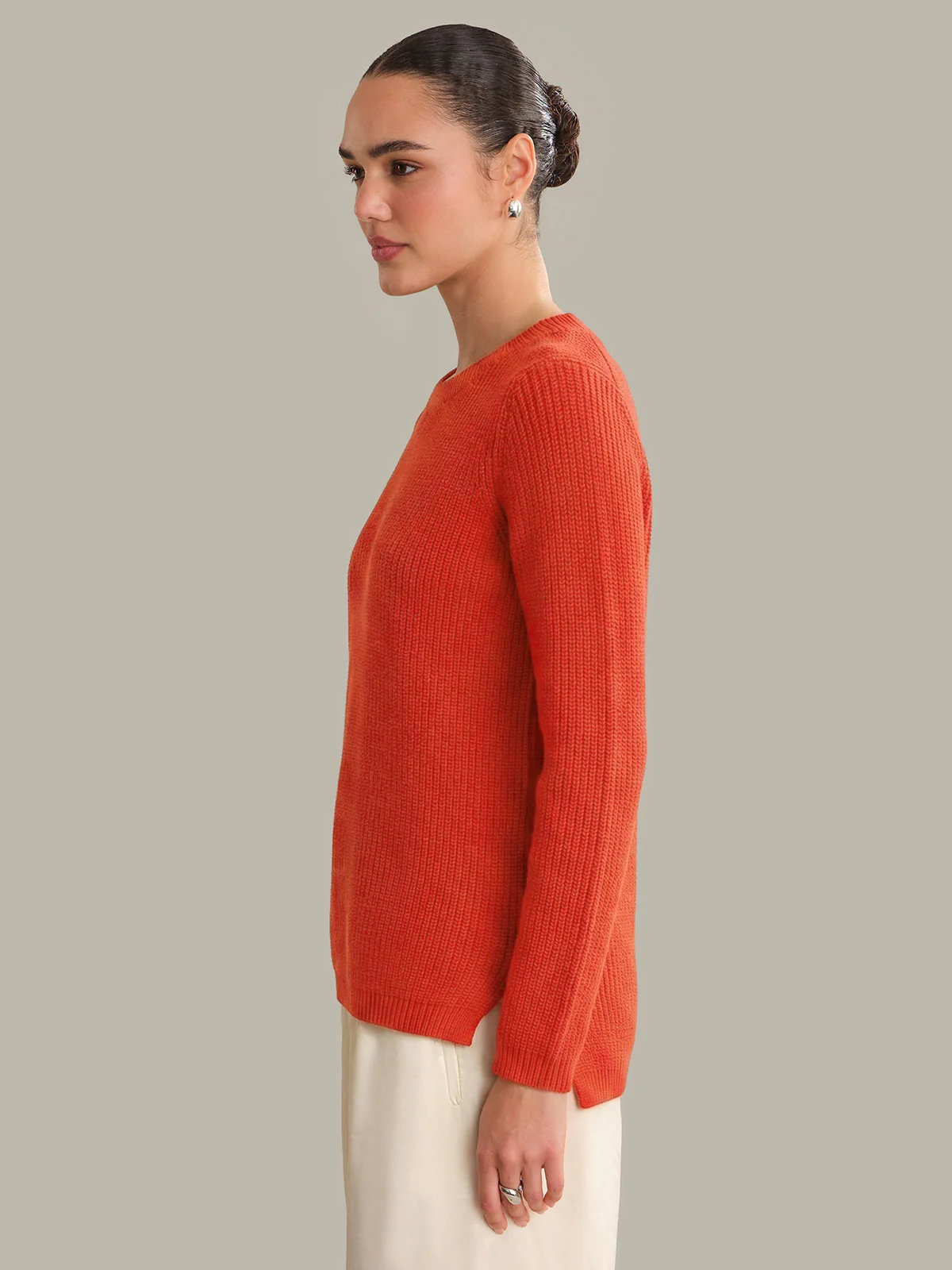 Emma: Crewneck Shaker Stitch Cotton Sweater - Image 2