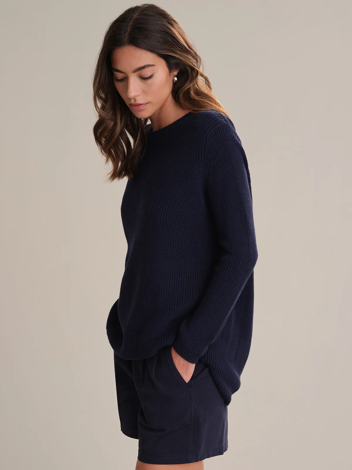 Emma: Crewneck Shaker Stitch Cotton Sweater - Image 2
