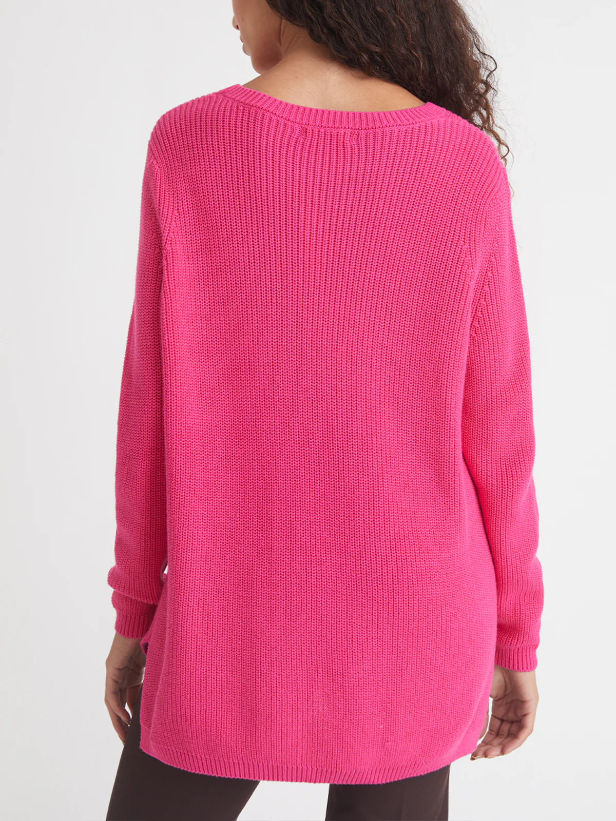 Emma: Crewneck Shaker Stitch Cotton Sweater - Image 3
