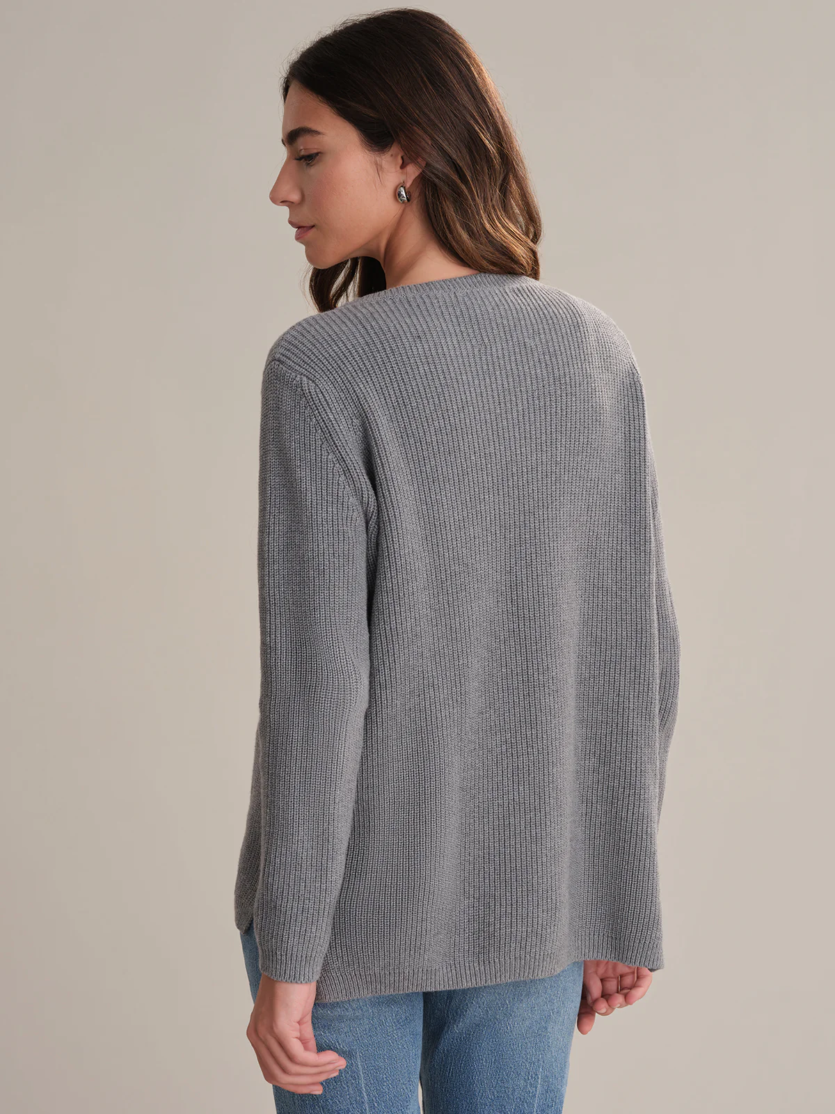 Emma: Crewneck Shaker Stitch Cotton Sweater - Image 3