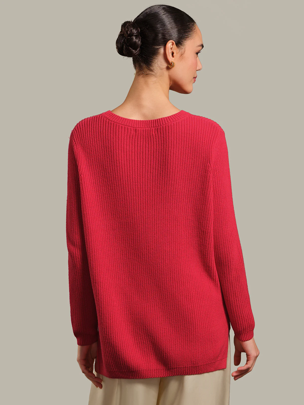 Emma: Crewneck Shaker Stitch Cotton Sweater - Image 4