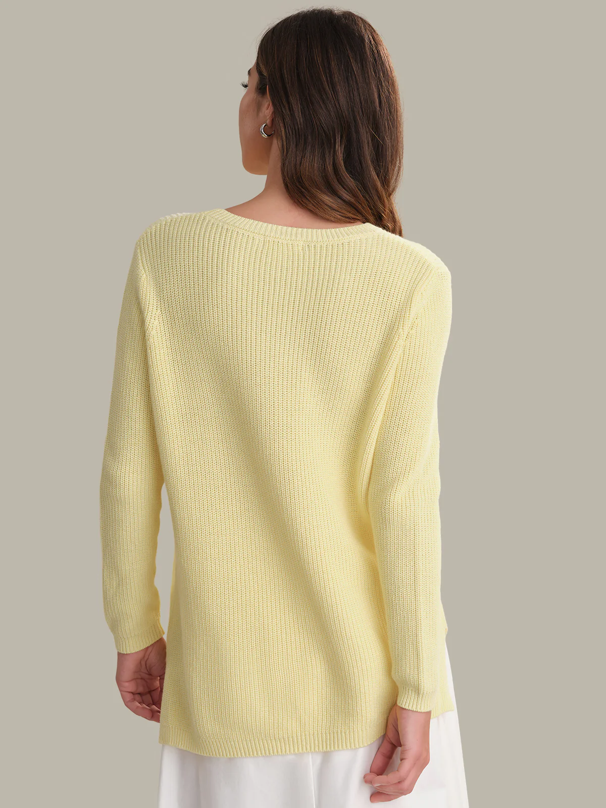 Emma: Crewneck Shaker Stitch Cotton Sweater - Image 3
