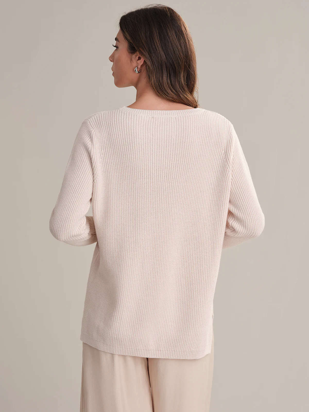 Emma: Crewneck Shaker Stitch Cotton Sweater - Image 3