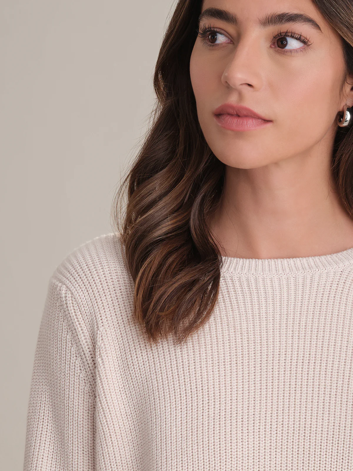 Emma: Crewneck Shaker Stitch Cotton Sweater - Image 4