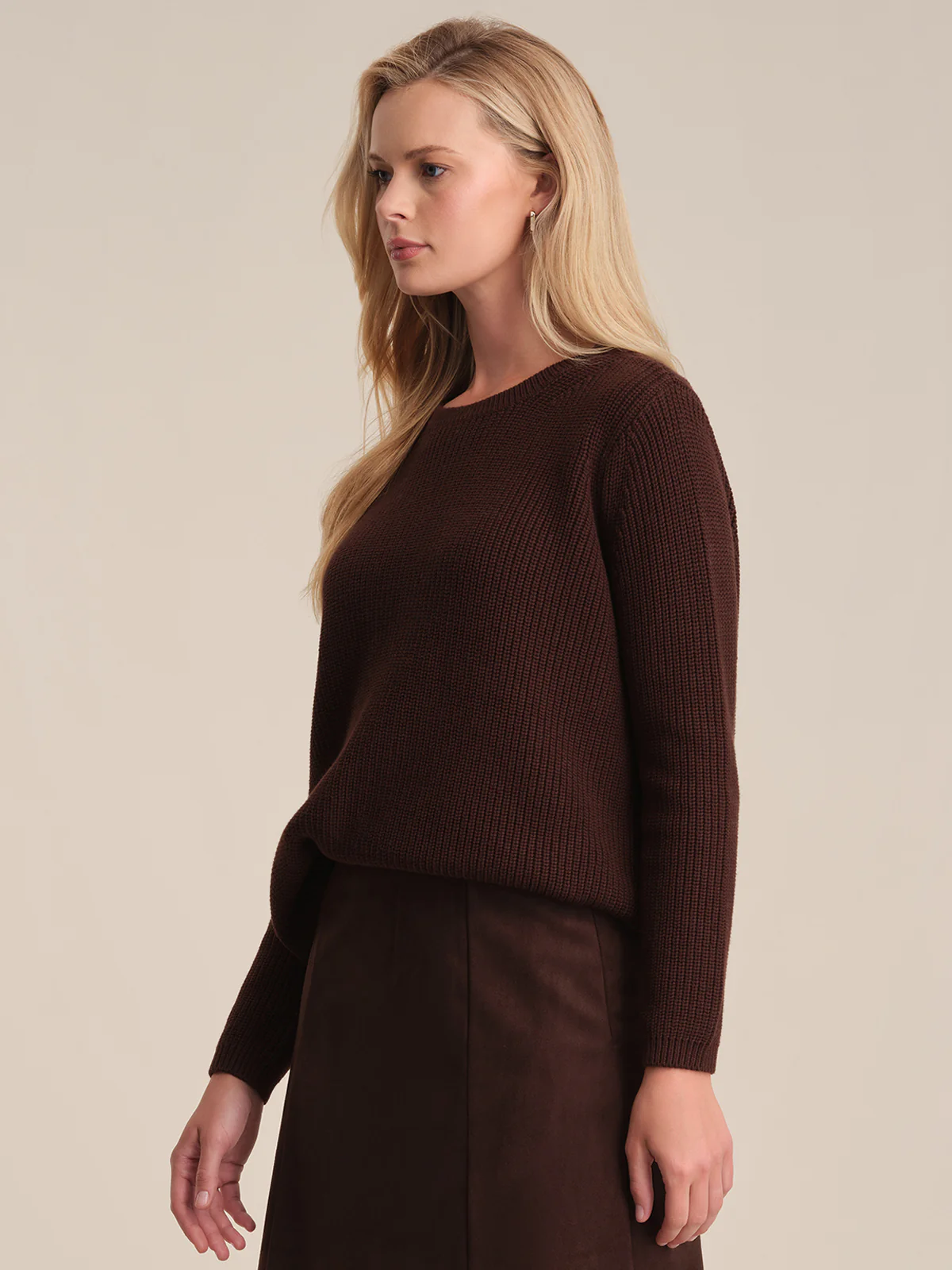 Emma: Crewneck Shaker Stitch Cotton Sweater - Image 2