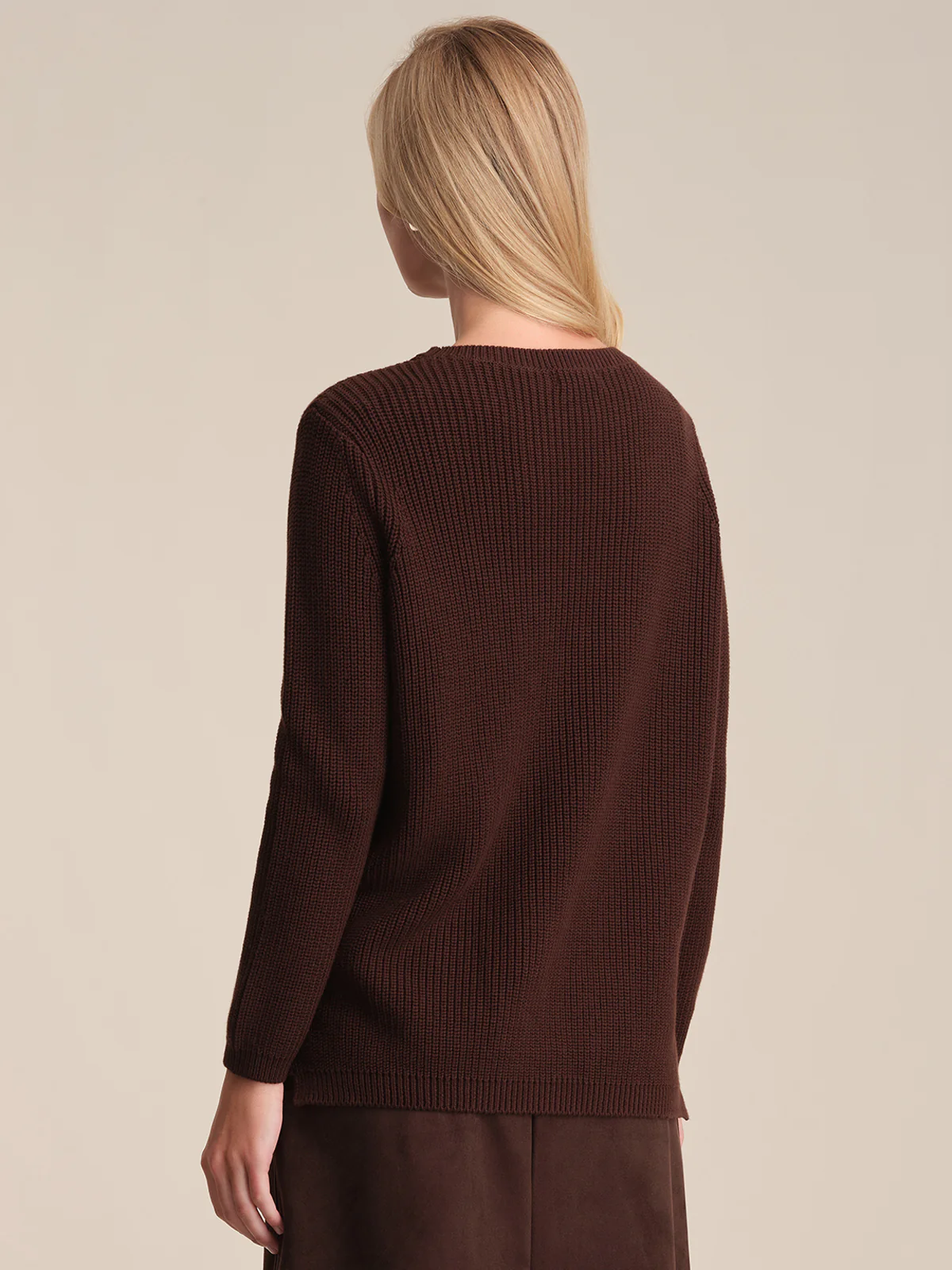 Emma: Crewneck Shaker Stitch Cotton Sweater - Image 3